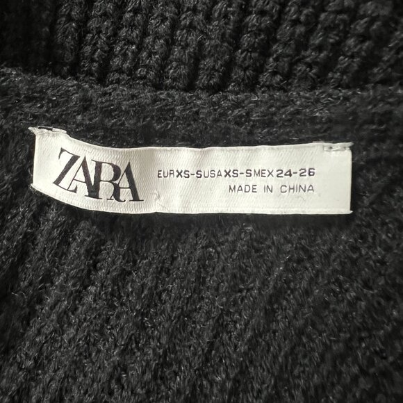 Zara Black Ribbed One Shoulder Tunic Sweater Dress Cardi Womens Size XS goth - Picture 10 of 16
